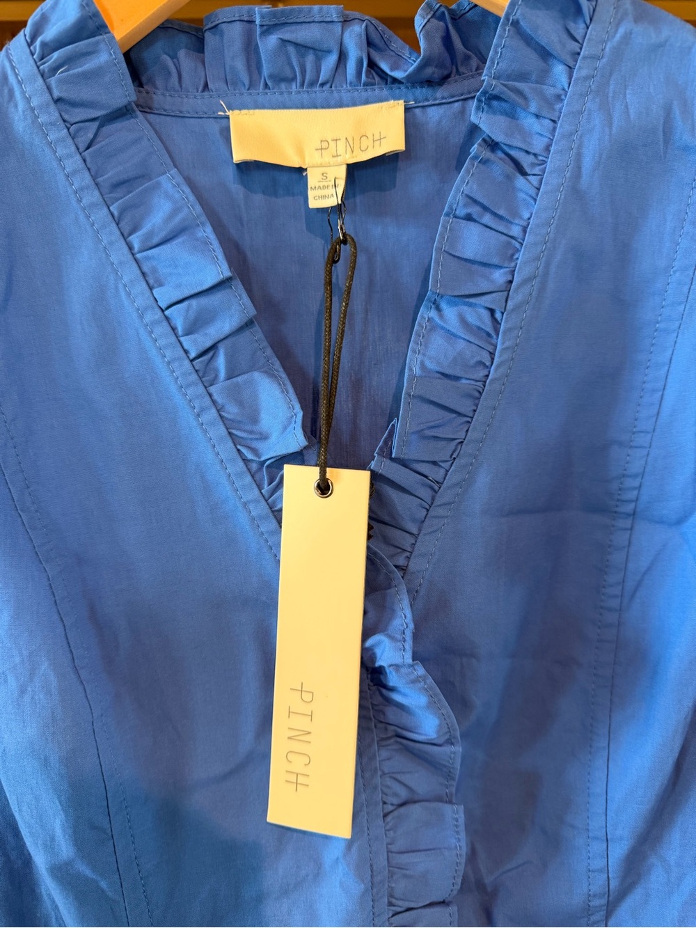 Pinch Royal Blue Ruffle V-Neck Blouse - Picture 2 of 2